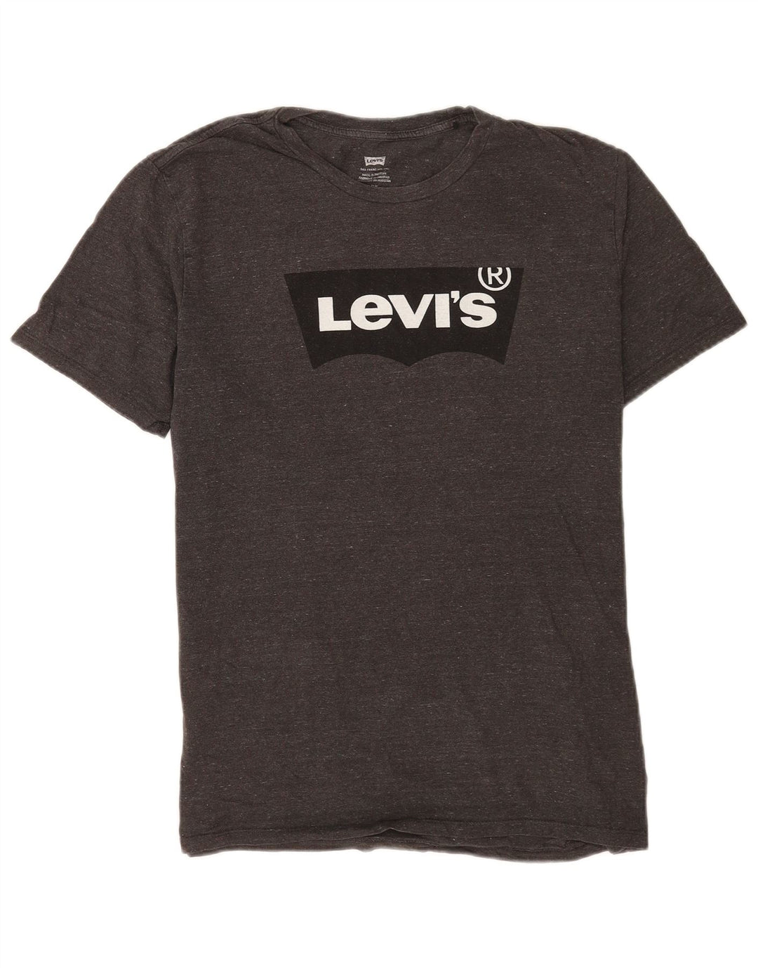 Мужская футболка с рисунком Levi's, большой серый хлопок с крапинками