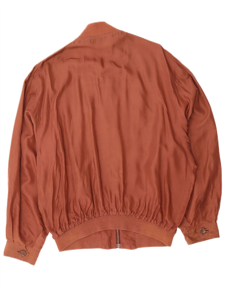 Мужской бомбер VINTAGE UK 40, большой, коричневый, шелковый