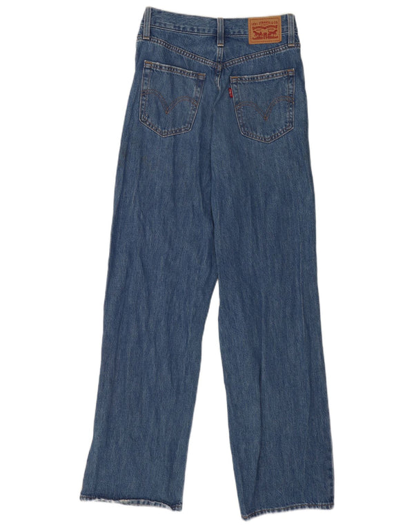 Женские потертые прямые джинсы с высокой посадкой Levi's W26 L31, синий хлопок