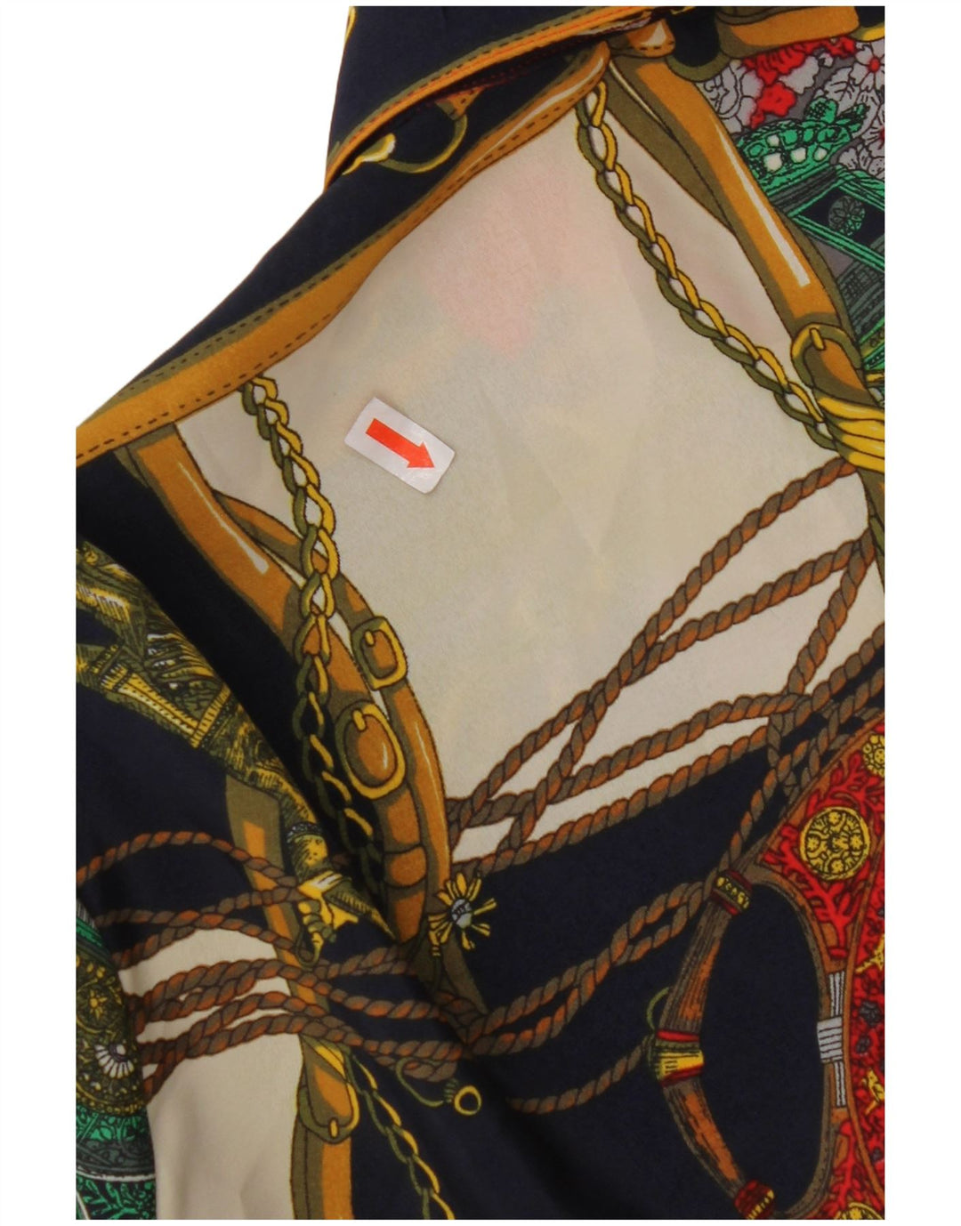 ВИНТАЖНАЯ Женская блузка-рубашка с абстрактным узором, Великобритания 14, средний разноцветный