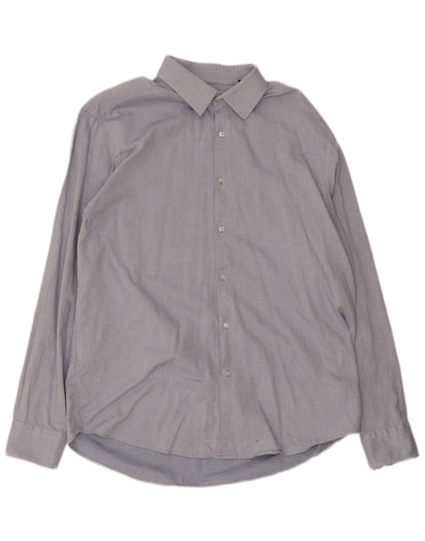 Мужская рубашка обычного кроя Hugo Boss, размер 43, 17 XL, хлопок в синие пятна