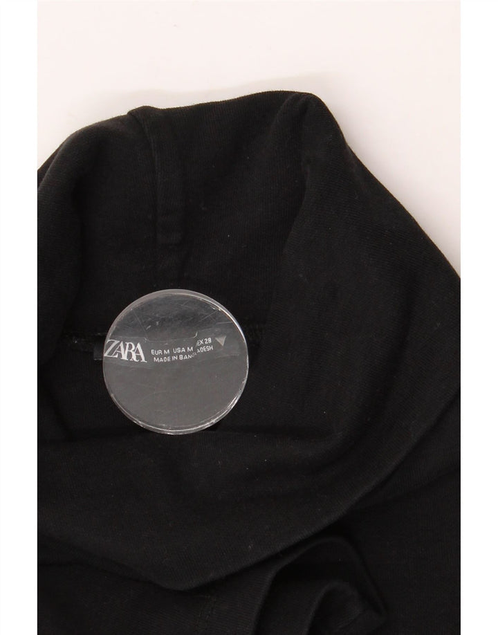 Женское базовое платье Zara UK 14, средний черный хлопок, черный цвет