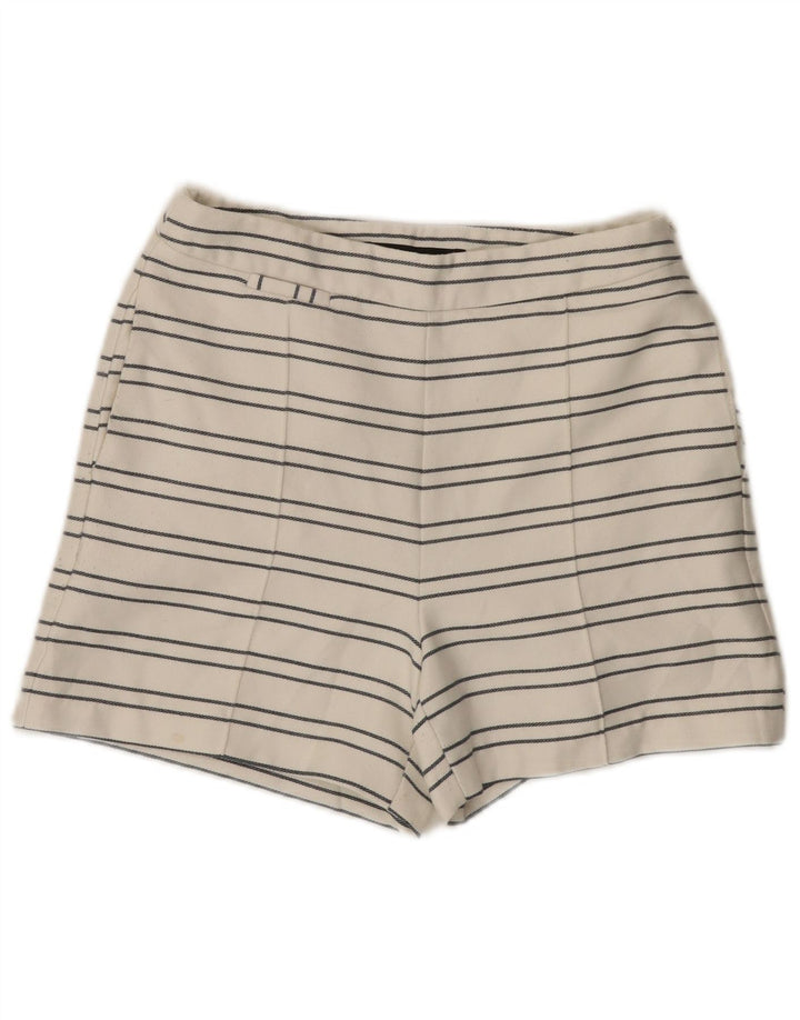 Zara Женские шорты чинос с высокой талией, маленькие W26, полиэстер в белую полоску