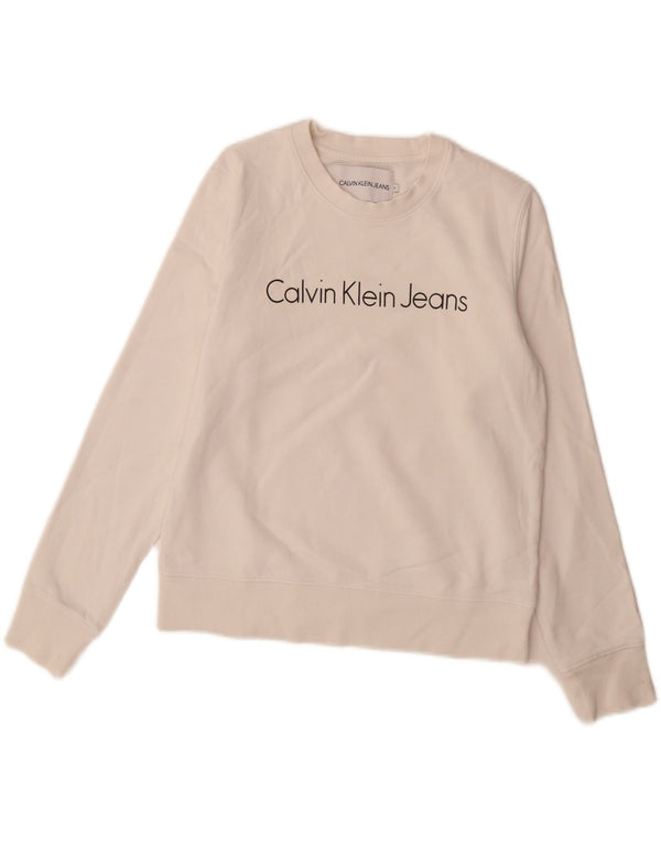 Женский свитер с рисунком Calvin Klein Jeans UK 10, маленький белый