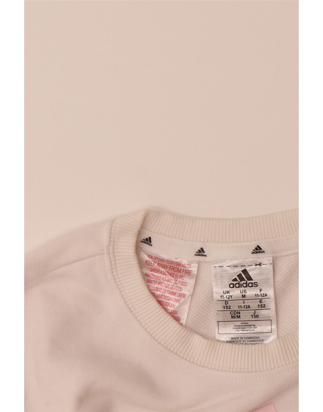 Джемпер с рисунком ADIDAS для девочек 11-12 лет, белый хлопок