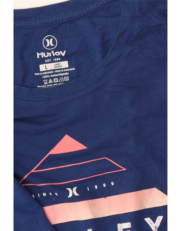 Мужская футболка с рисунком Hurley, большой синий хлопок
