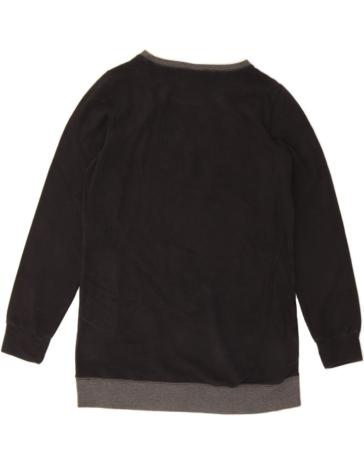CHAMPION Womens Longline Graphic Sweatshirt Jumper UK 10 Small Black Vintage Champion and Second-Hand Champion from Messina Hembry 