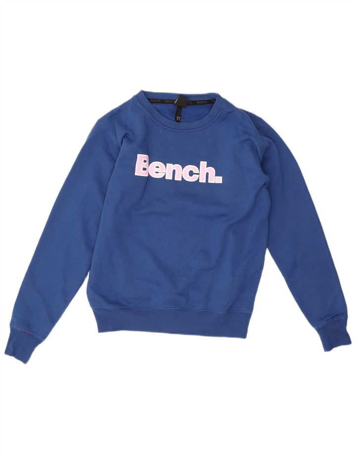 Женский свитер с рисунком Bench, хлопковый джемпер UK 12, средний синий цвет