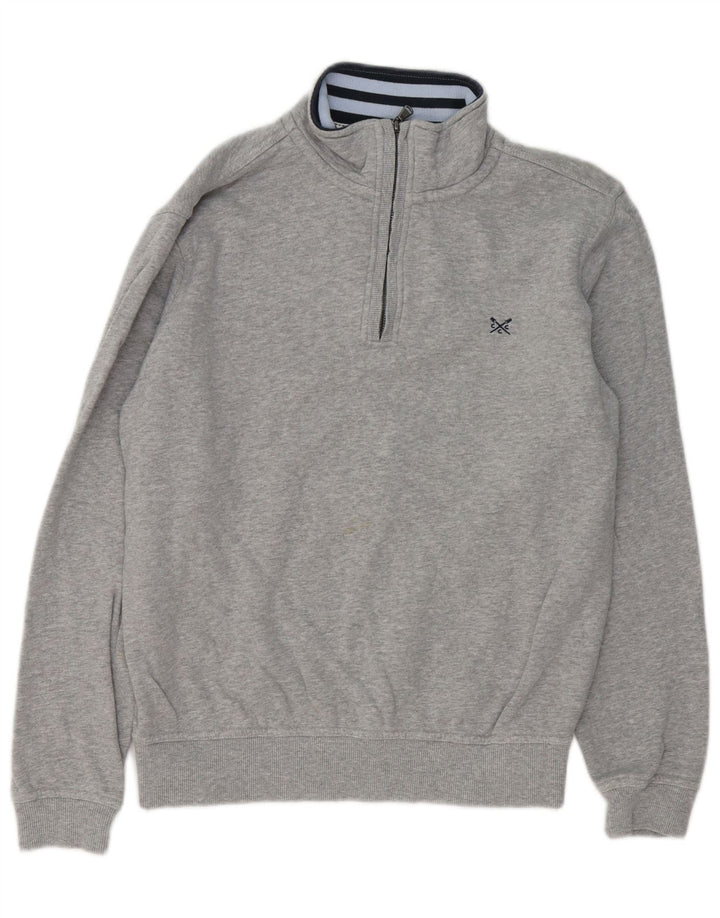 Crew Clothing Мужской свитшот с воротником на молнии, джемпер среднего серого цвета, хлопок