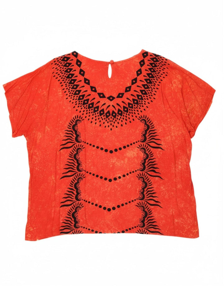 VINTAGE Womens Blouse Top UK 20 2XL Red Geometric