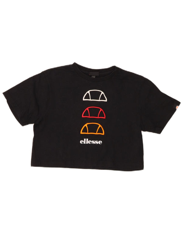 Женская укороченная футболка с рисунком Ellesse Top UK 8, маленький черный хлопок