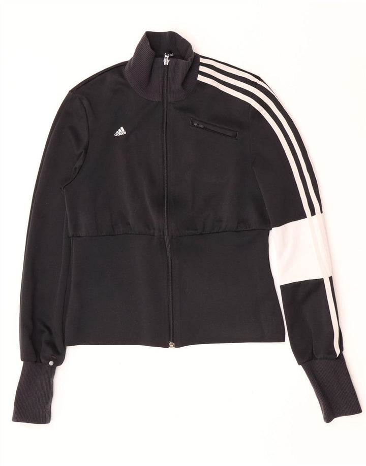Женский укороченный спортивный костюм Adidas UK 14, средний черный с цветными блоками