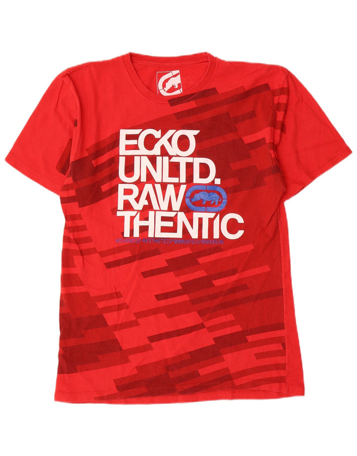 Мужская футболка Ecko Unltd с рисунком, маленькая красная хлопковая футболка с геометрическим рисунком