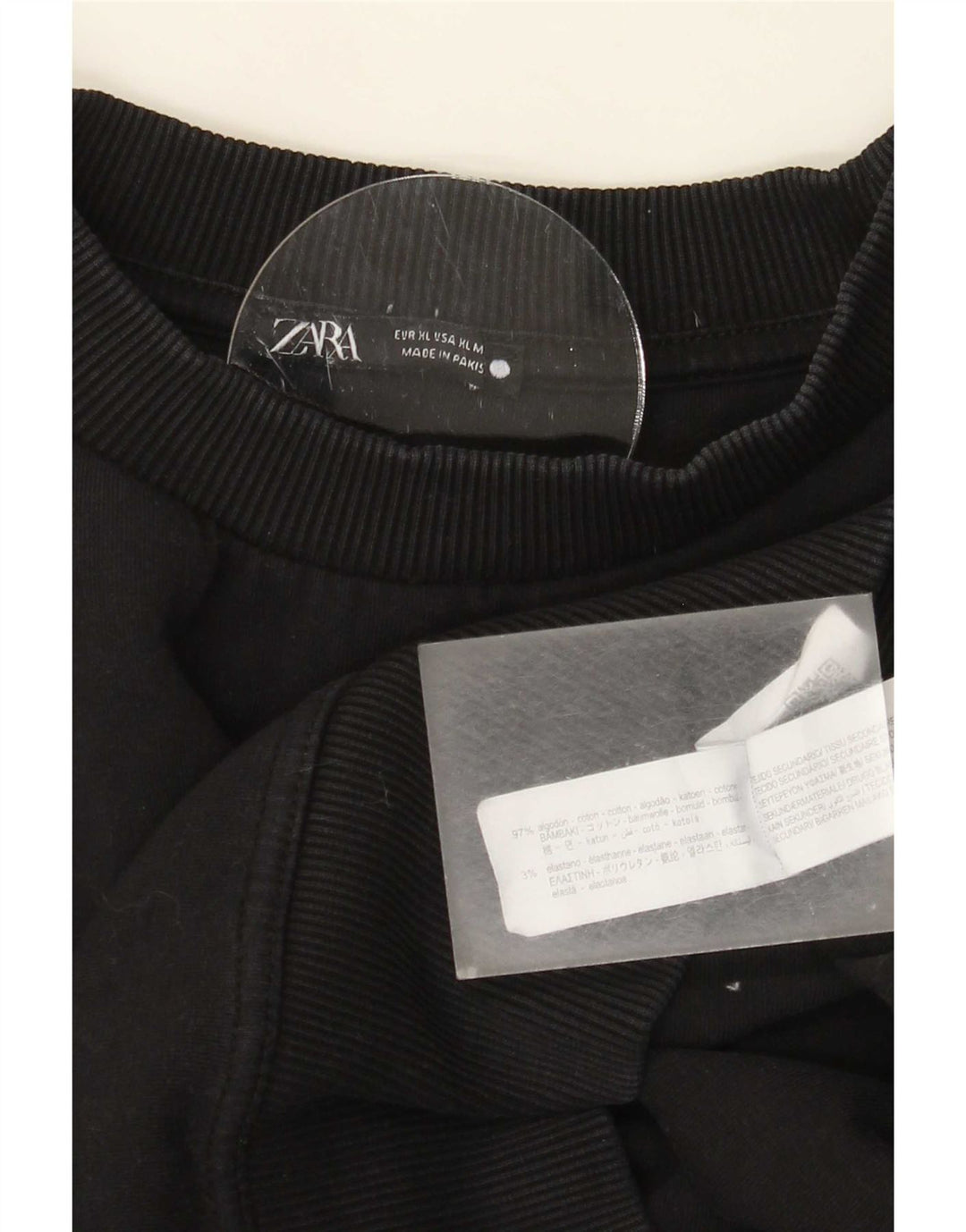 Мужской свитер с коротким рукавом Zara XL, черный хлопок