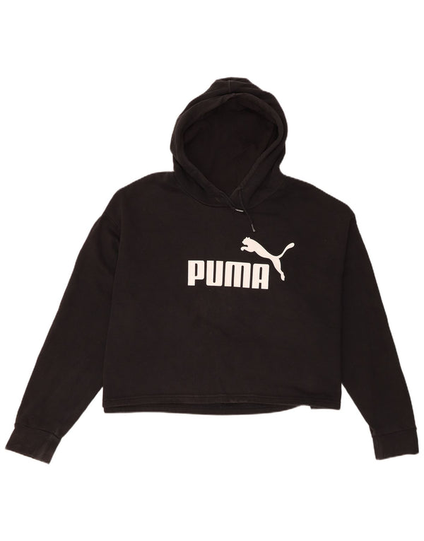 Женский укороченный джемпер с капюшоном большого размера Puma UK 18 XL, черный хлопок