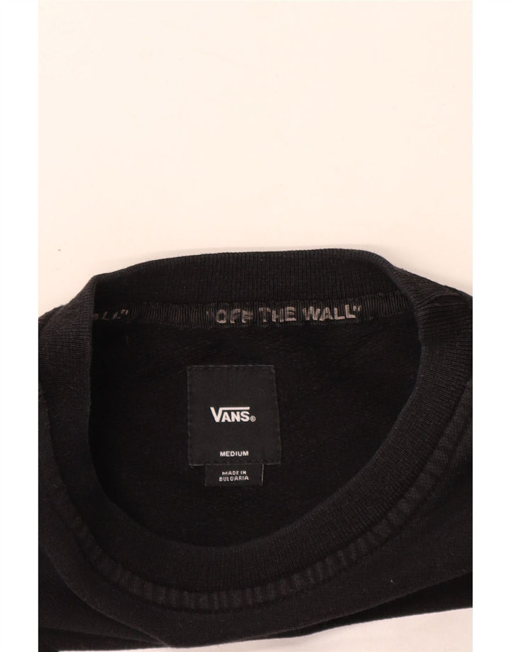 Мужской свитшот с рисунком VANS, хлопковый джемпер среднего размера, черный