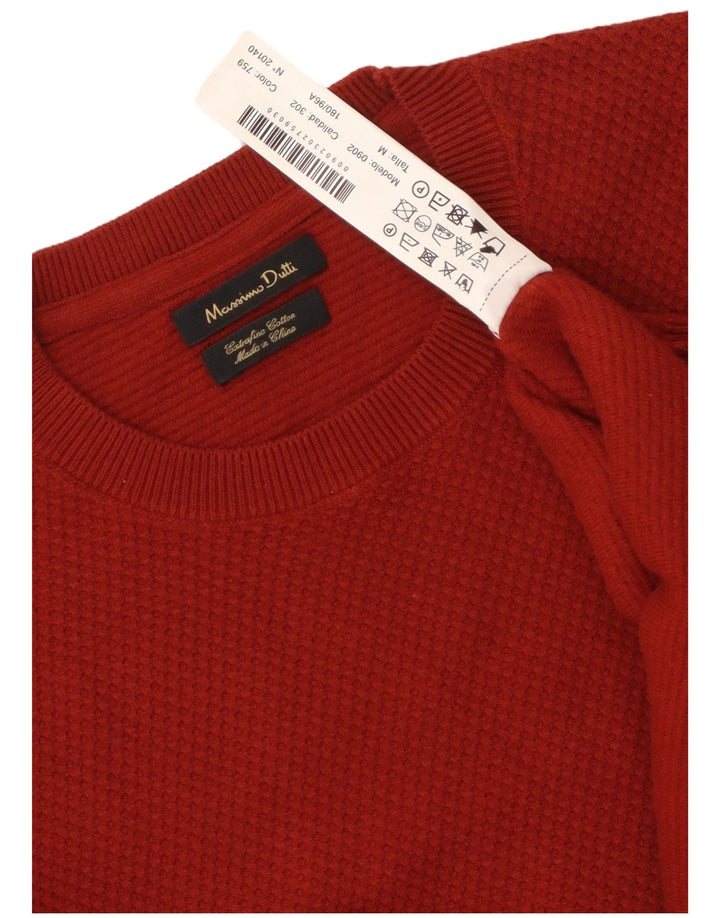 Мужской джемпер с круглым вырезом Massimo Dutti, средний бордовый хлопок, хлопок