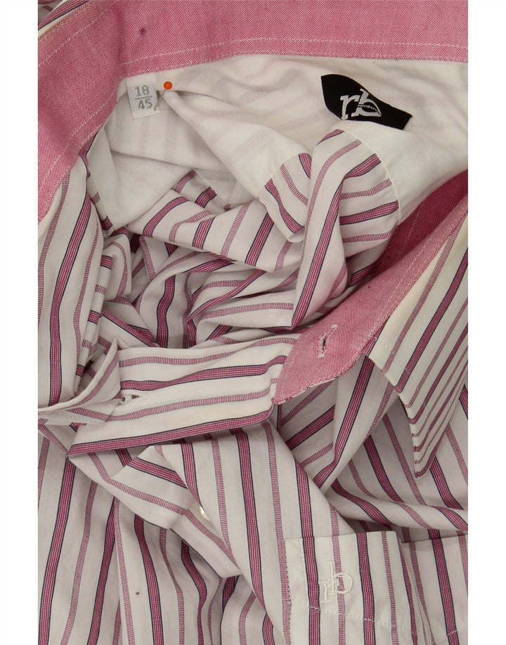 ROCCOBAROCCO Mens Shirt Size 45 18 2XL Pink Pinstripe Vintage Roccobarocco and Second-Hand Roccobarocco from Messina Hembry 