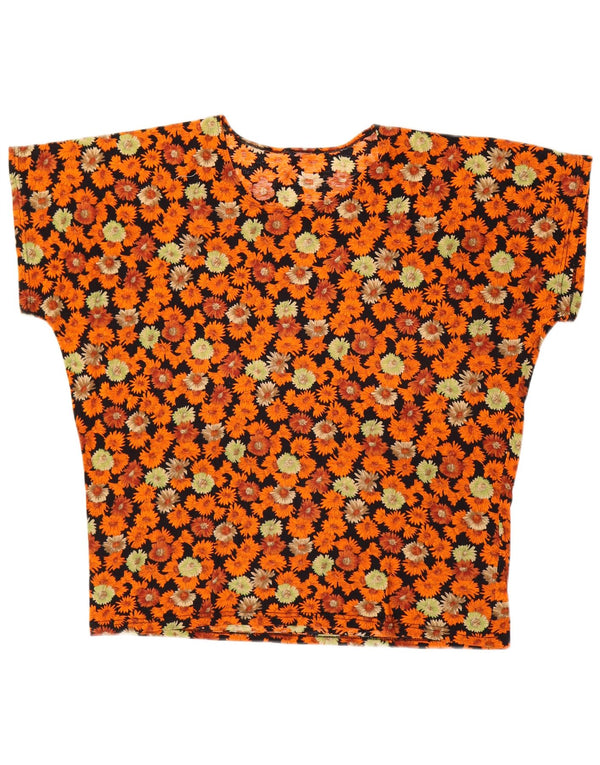 ВИНТАЖНАЯ женская футболка Top UK 18 XL, разноцветный хлопок с цветочным принтом