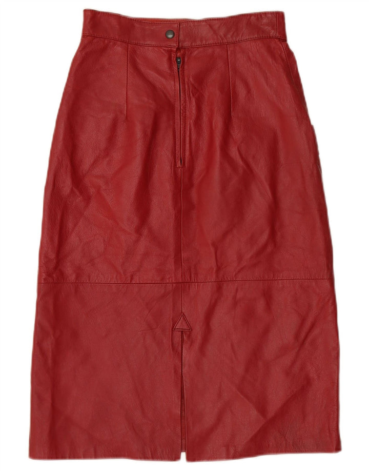 ВИНТАЖНАЯ женская кожаная юбка с высокой талией W24 XS бордовая
