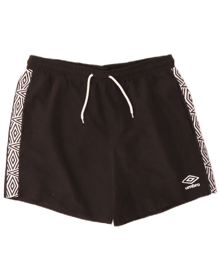Мужские шорты для плавания Umbro с рисунком, большие черные, из полиэстера с геометрическим рисунком