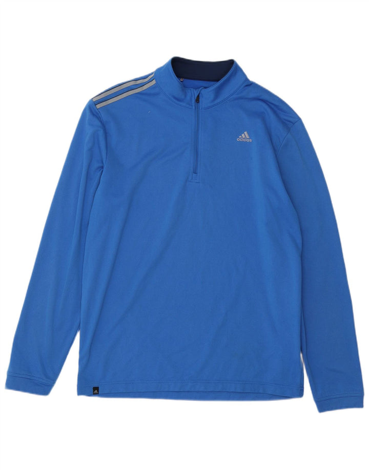 ADIDAS Mens Zip Neck Pullover Tracksuit Top Small Blue Polyester