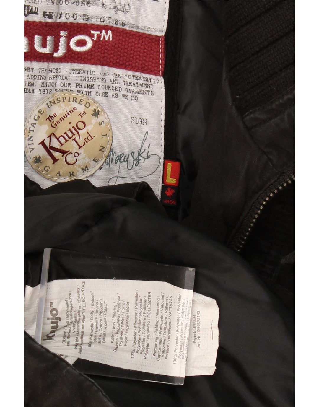 KHUJO Womens Windbreaker Coat UK 16 Large Black Cotton