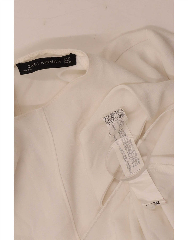 Женская асимметричная блузка Zara Top UK 12, средний белый полиэстер