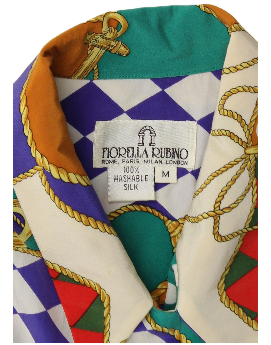 Блузка-рубашка женская FIORELLA RUBINO UK 14, средний разноцветный пэчворк