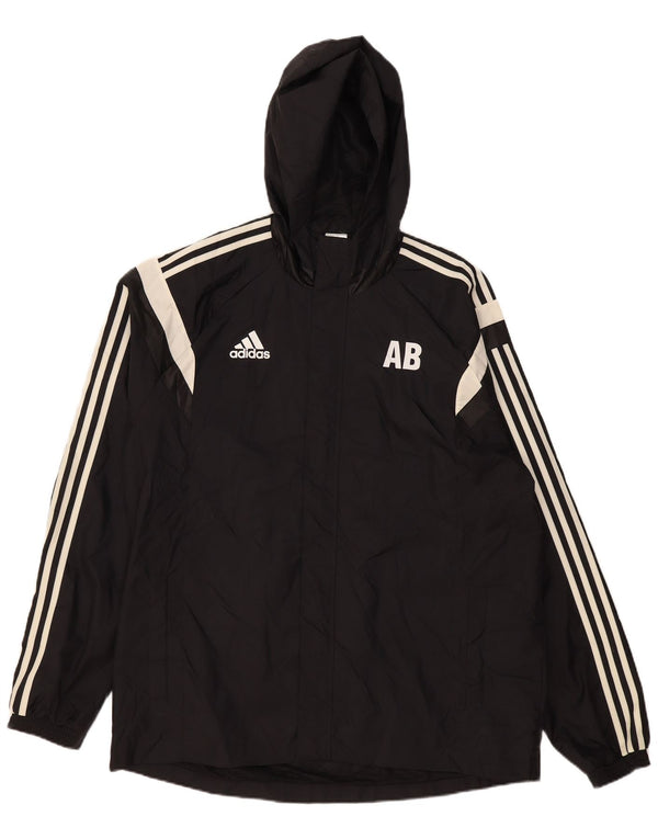 Мужская дождевик Adidas с капюшоном и графикой UK 42 XL, черный полиамид с цветными блоками