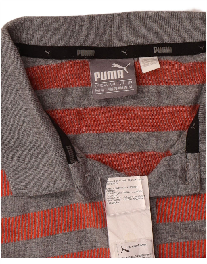 Мужская рубашка-поло PUMA, хлопок в красную полоску среднего размера