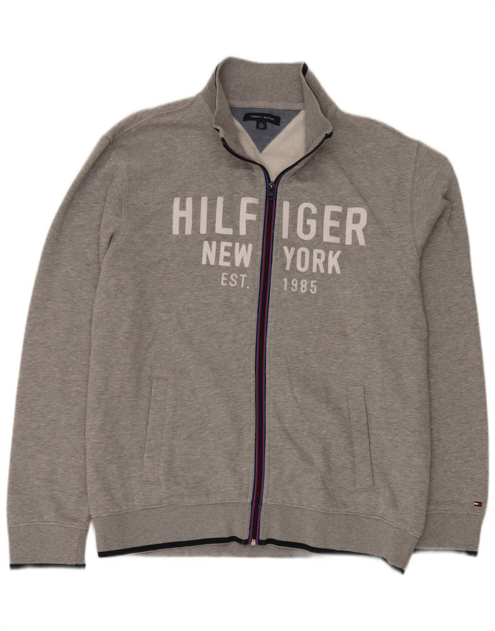 TOMMY HILFIGER Мужской спортивный костюм с рисунком, верхняя куртка XL, серый хлопок