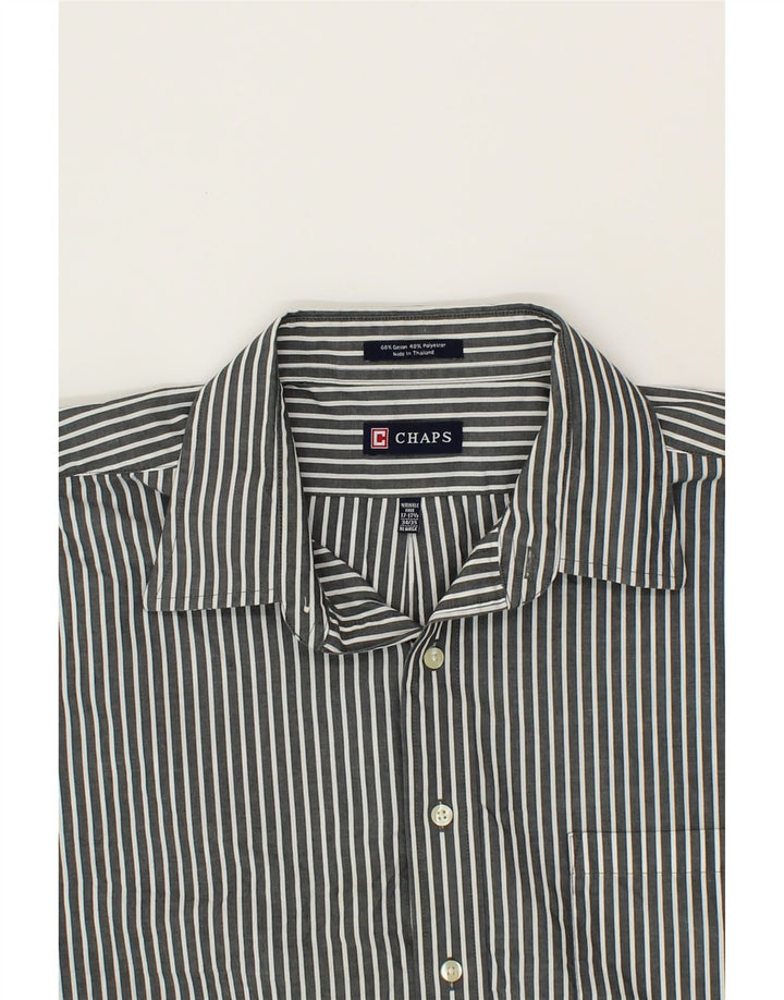 CHAPS Mens Shirt Size 17 1/2 XL Grey Pinstripe Cotton Vintage Chaps and Second-Hand Chaps from Messina Hembry 