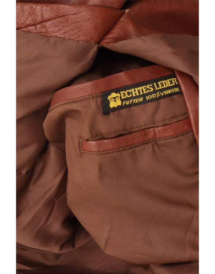 Винтажная мужская кожаная куртка UK 40, большая коричневая кожа