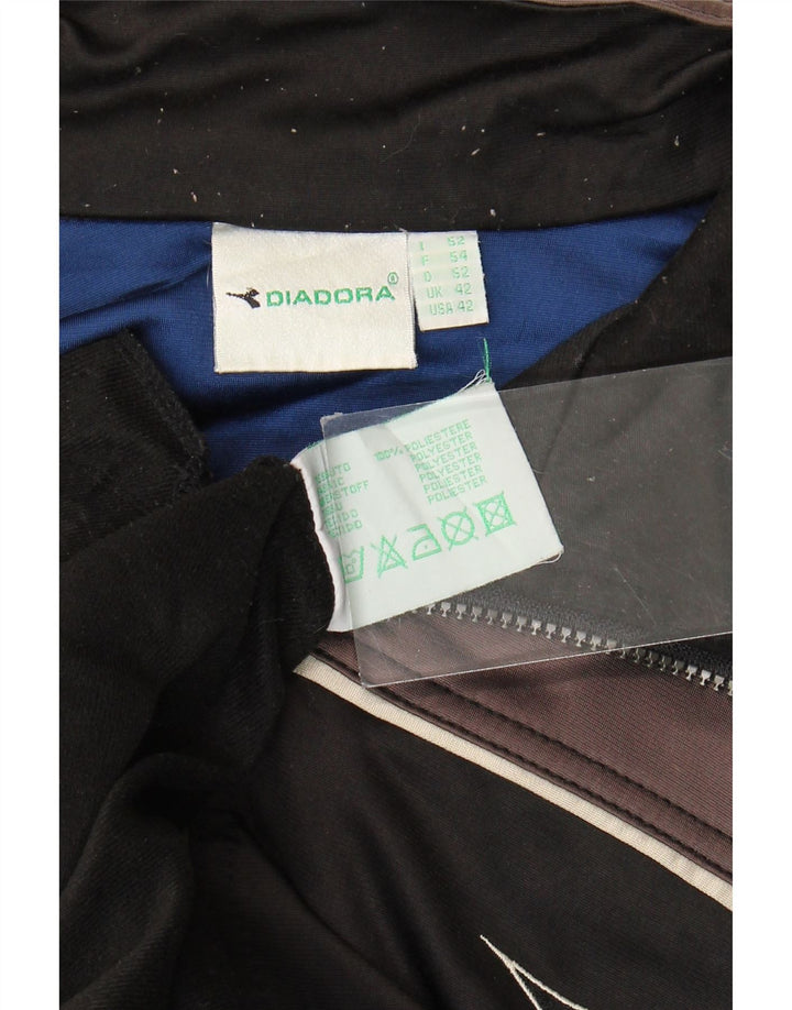 Мужской спортивный костюм Diadora с графическим рисунком UK 42, большой черный цвет с цветными блоками