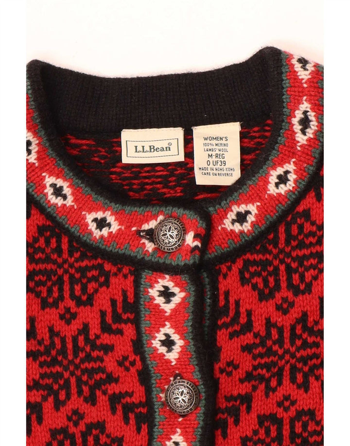 Женский кардиган L.L.Bean, свитер UK 14, средний красный, шерсть Fair Isle