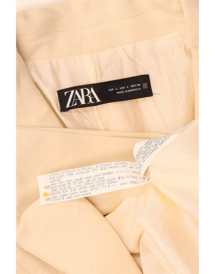 Женский двубортный пиджак Zara UK 16, большой размер из хлопка белого цвета