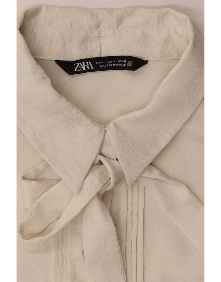 Женская блузка-рубашка Zara UK 16, большой белый полиэстер