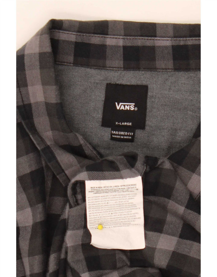 Мужская фланелевая рубашка строгого кроя Vans XL, черный хлопок в мелкую клетку