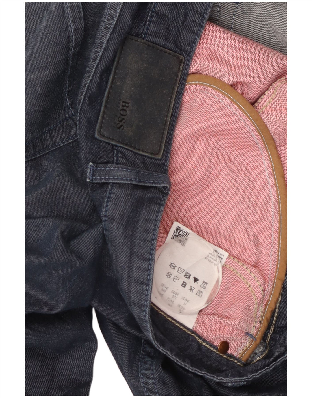 Мужские прямые брюки-чиносы HUGO BOSS W34 L32 темно-синие, хлопок