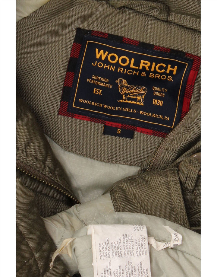 Женская парка Woolrich с капюшоном UK 10, маленький размер, нейлон цвета хаки