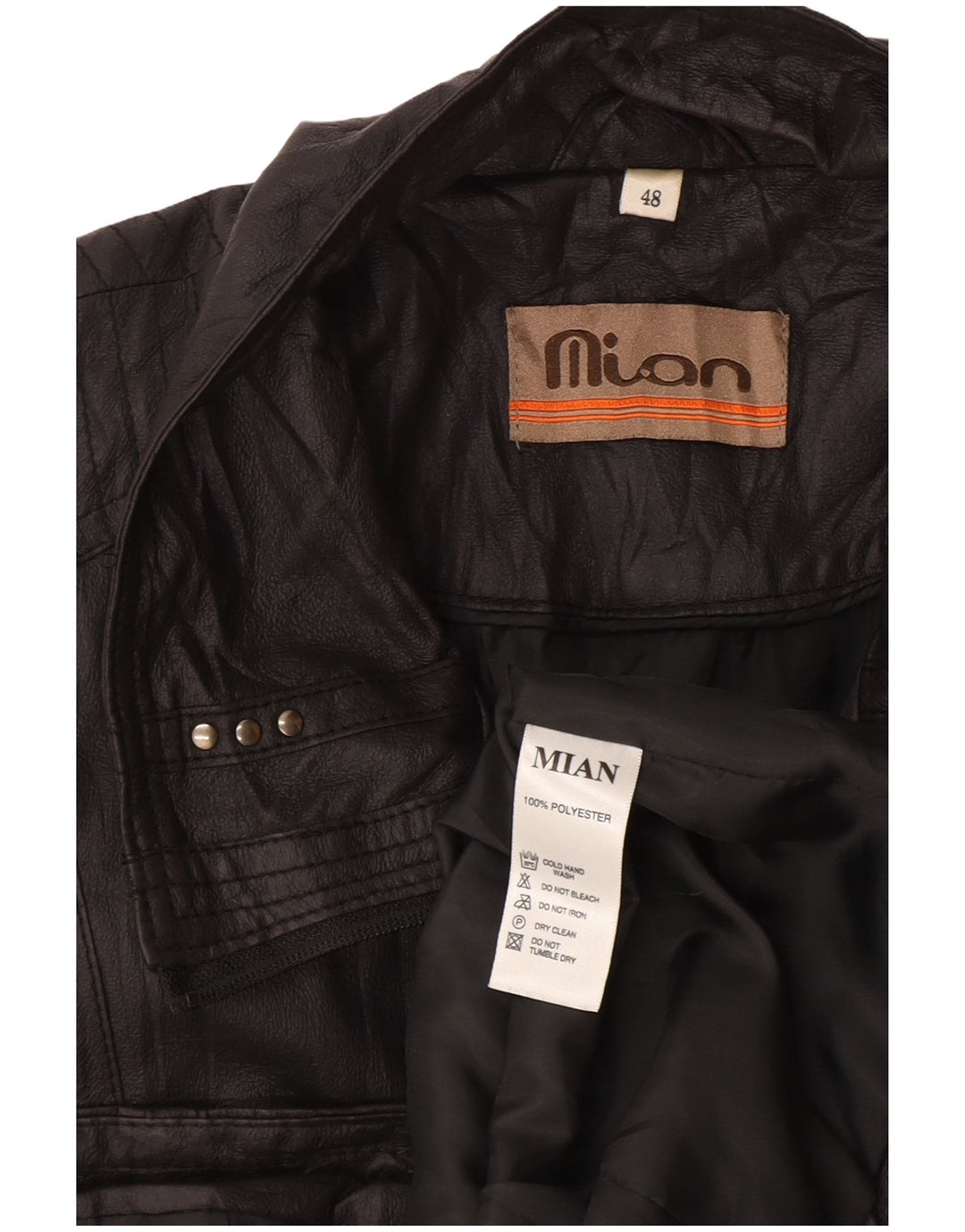 Винтажная мужская куртка из искусственной кожи IT 48, средний черный полиэстер