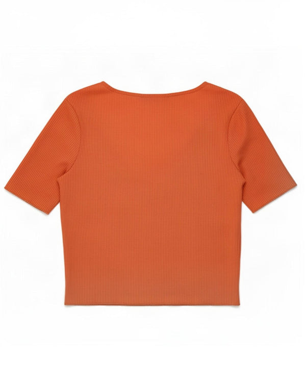 Женский укороченный топ с короткими рукавами Zara UK 12, средний розовый