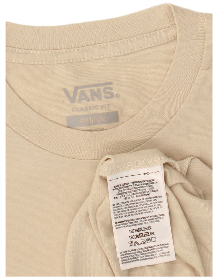 Мужская футболка классического кроя с рисунком Vans, хлопковый топ среднего бежевого цвета