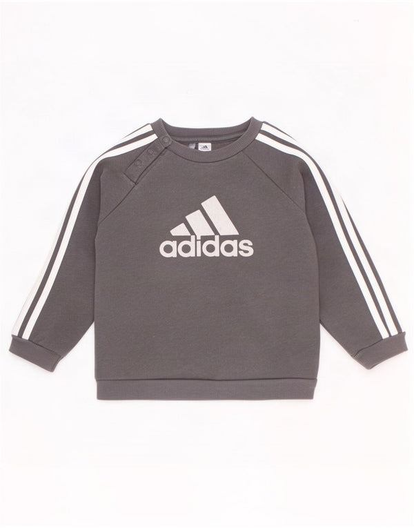 Джемпер с рисунком Adidas для маленьких мальчиков 9-12 месяцев, серый хлопок