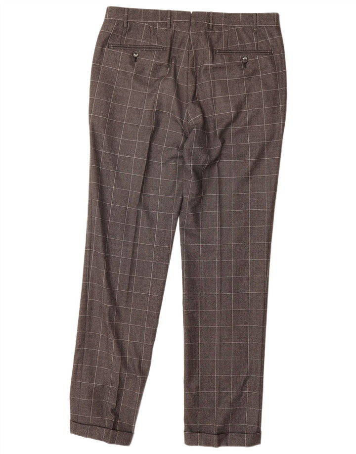 CORNELIANI Мужские прямые костюмные брюки IT 50 Большие W34 L32 Серая клетка
