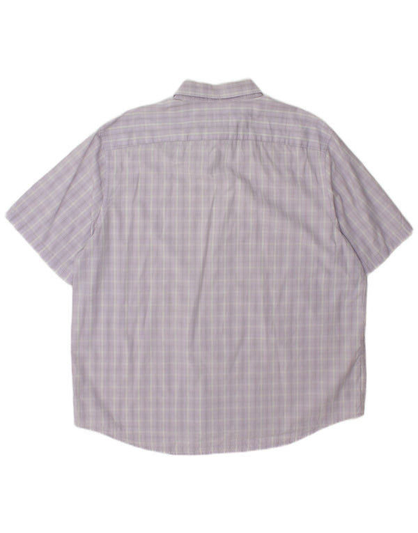 Мужская рубашка с коротким рукавом Lacoste, размер 46, 2XL, фиолетовая клетка, хлопок