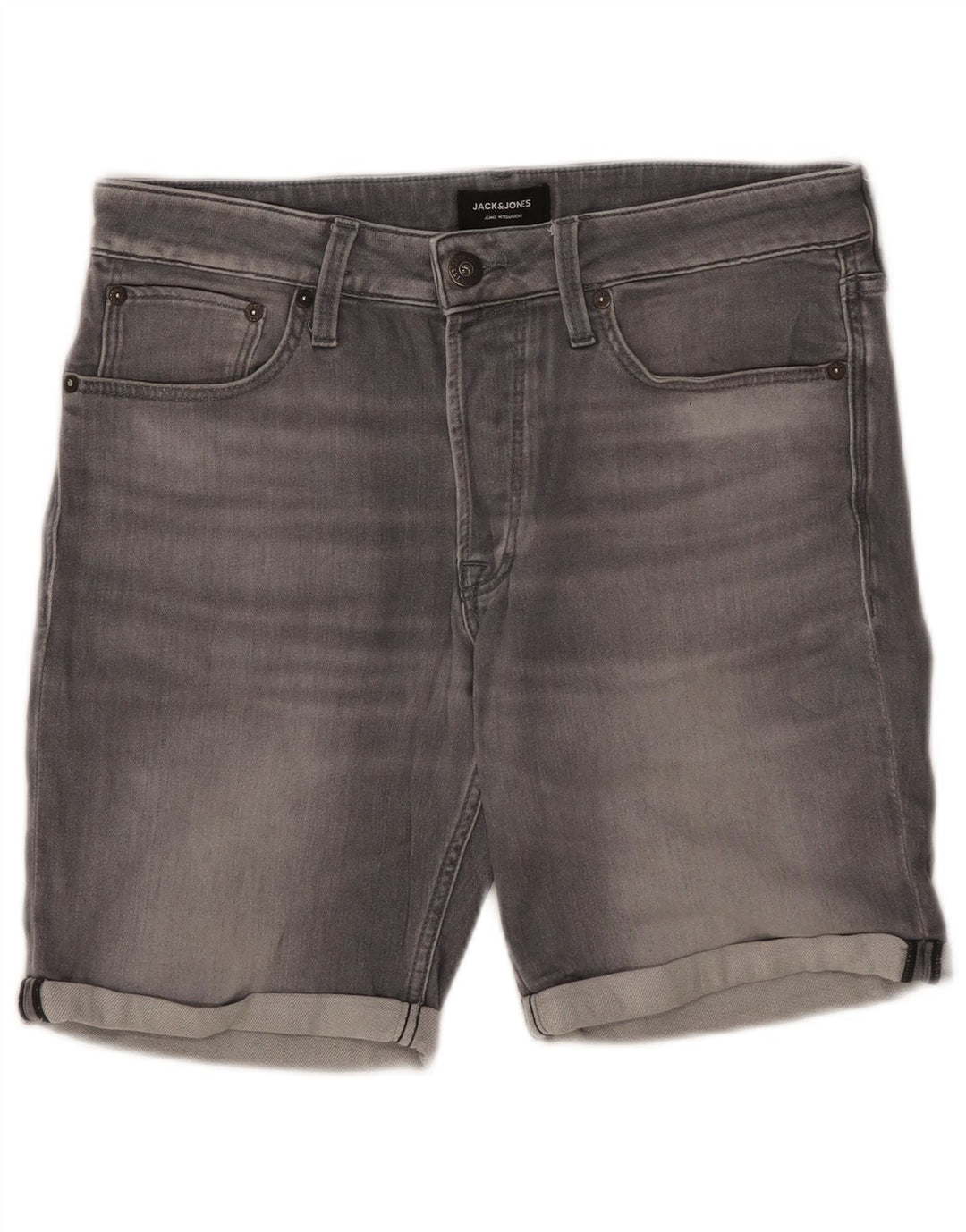 Jack & Jones Mens Denim Shorts Medium W32 Grey Polyester