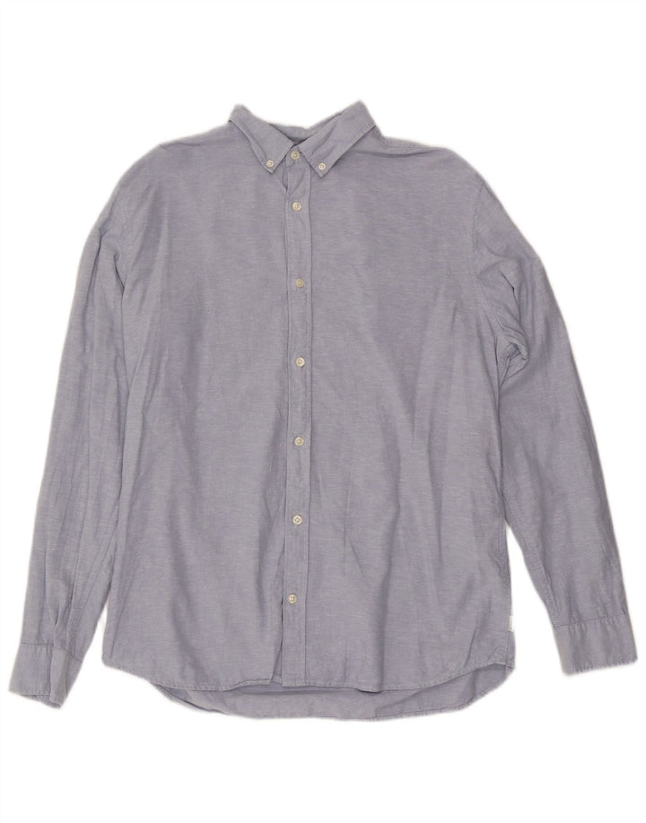 Мужская рубашка Jack & Jones, большая синяя хлопковая крапинка