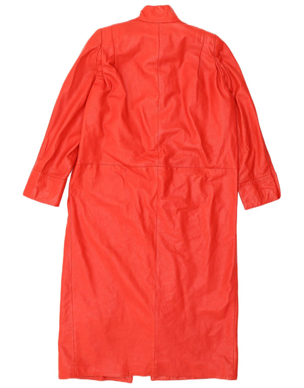 ВИНТАЖНОЕ Женское кожаное пальто UK 16, большое красное